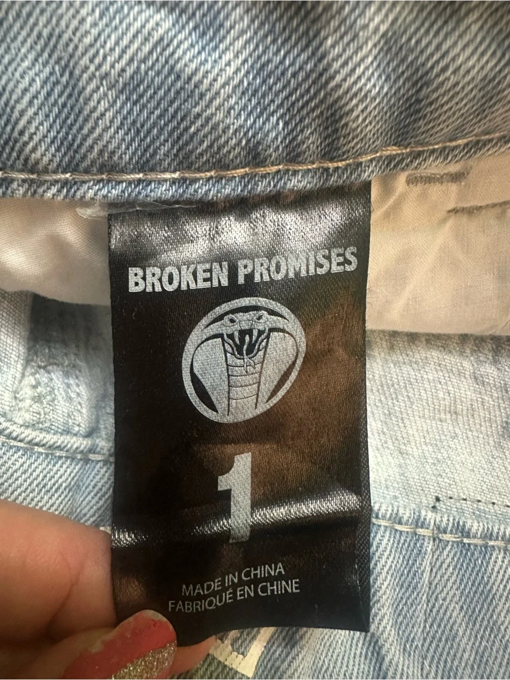 Broken Promises Two-Tone White & Light Blue Distressed Denim Shorts